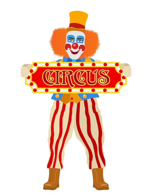 ator palhaço alegre e personagem de circo ilustração vetorial de estilo plano