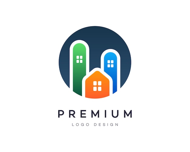 Atraente estilo gradiente casa ou casa imobiliária propriedade negócios logo design