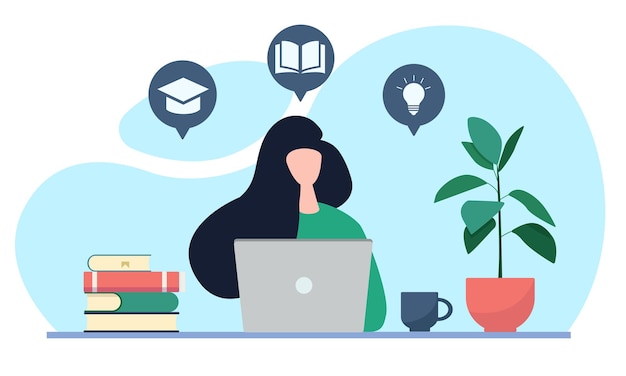 Aula online freelancer de trabalho remoto Lendo livros online Biblioteca eletrônica Fique em casa