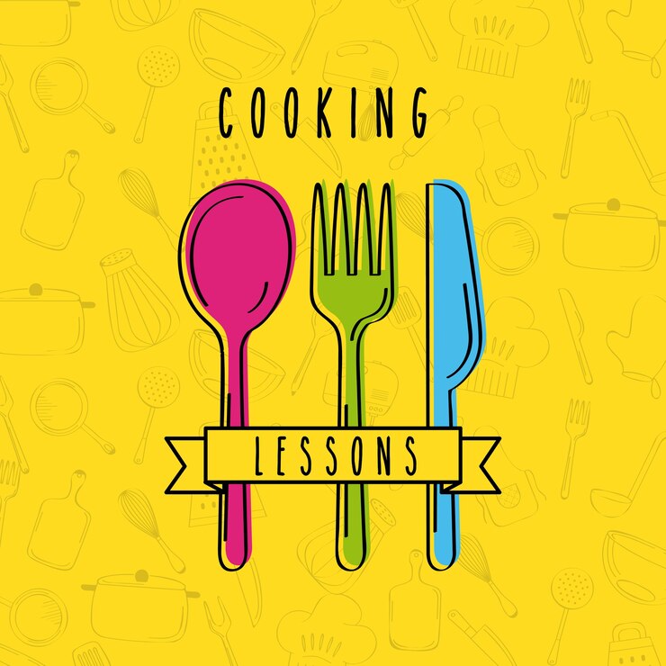 Vetor aulas de culinária lisas