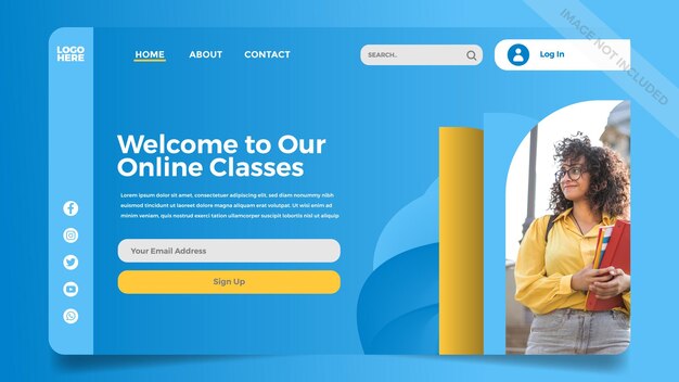 Vetor aulas online do aluno da landing page