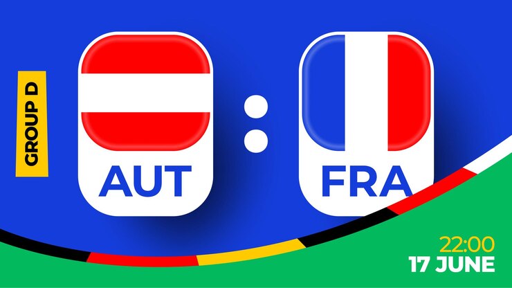 Vetor austrália vs frança: partida de futebol de 2024 versus partida de campeonato de 2024 na fase de grupos versus equipes intro background esportivo competição de campeonato