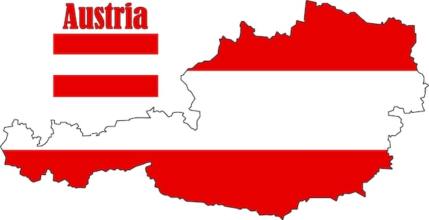 Áustria mapa e bandeira