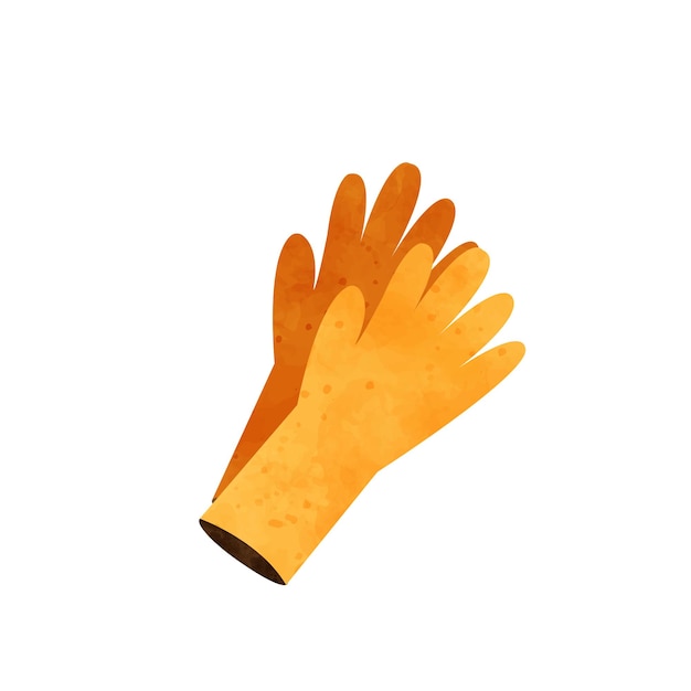 Autocolante de personagem de ferramenta de jardinagem Luvas de borracha amarelas