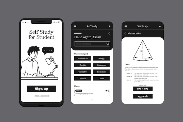 Autoestudo para aplicativo de estudante