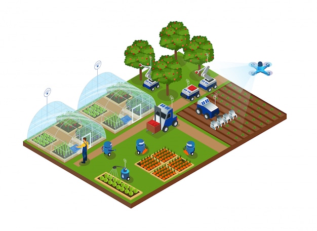 Automação agrícola, fazenda inteligente, robôs, drones