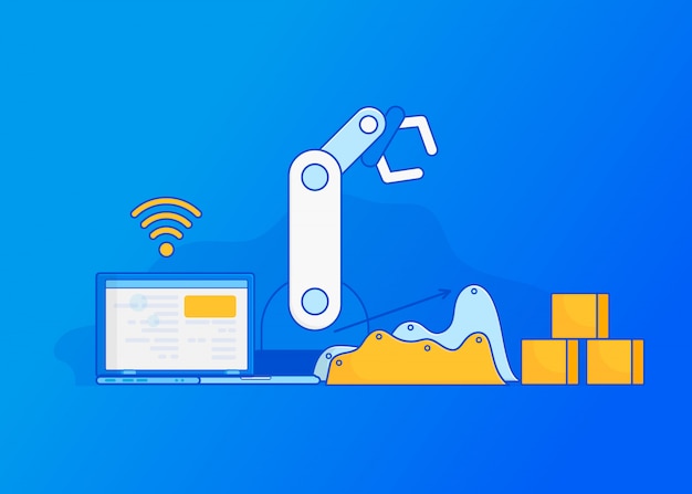 Automação de fábrica isométrica. indústria 4.0