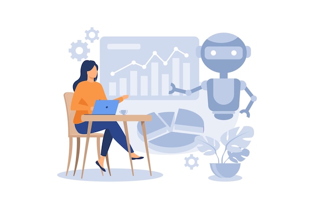 automação de processos robóticos ilustração de design plano moderno