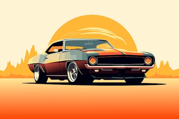 Automóvel muscular americano personalizado dos anos 70 Ilustração vetorial