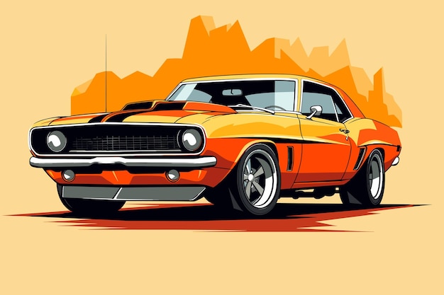 Automóvel muscular americano personalizado dos anos 70 Ilustração vetorial