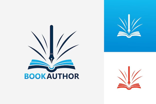 Autor do livro logo template design vector, emblem, design concept, creative symbol, icon