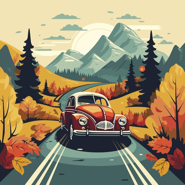 Vetor autumn_holiday_drive_vector_illustrated