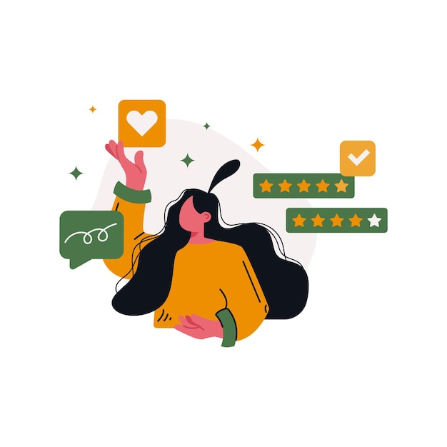 Vetor avaliação da avaliação do cliente as pessoas dão avaliação e feedback da avaliação ilustração vetorial plana escolha do cliente classificação das estrelas feedback da classificação ilustração vetorial plana isolada no fundo branco