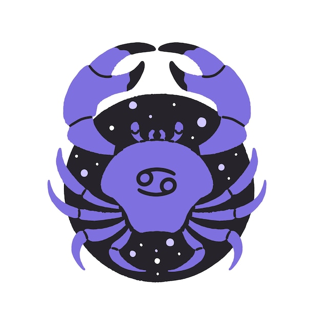 avatar Círculo de Câncer signo do zodíaco Constelação de caranguejo em ícone com forma redonda Símbolo de horóscopo um dos 12 elementos no calendário astrológico Ilustração vetorial isolada plana em fundo branco