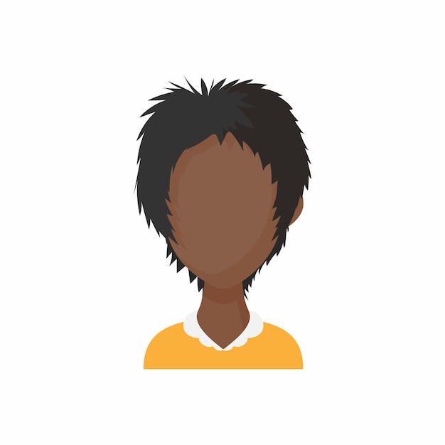 Vetor avatar com ícone de mulher de cabelo curto em estilo cartoon, menina sem rosto, isolada no fundo branco