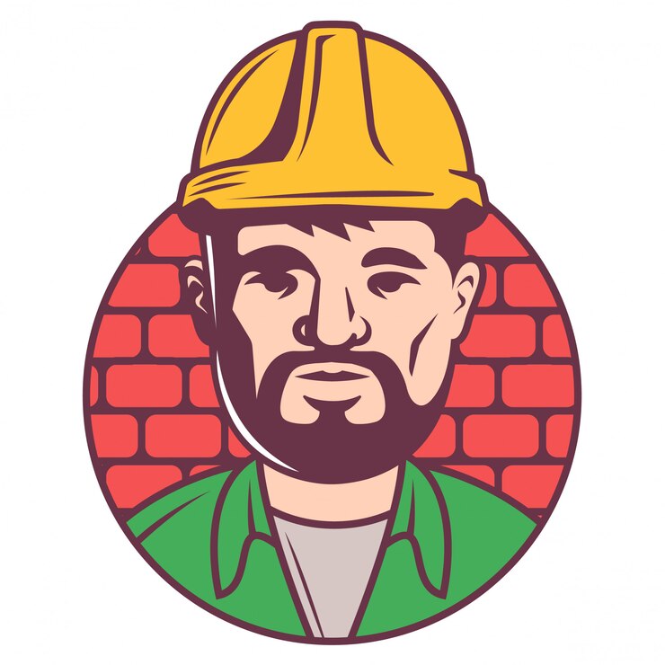 Vetor avatar de construtor de cor no capacete. capataz adulto