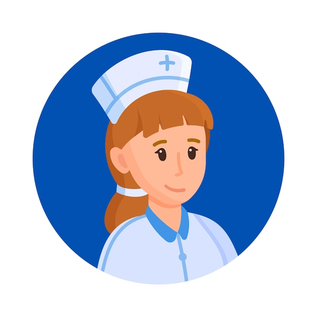 Vetor avatar de enfermeira de ilustração vetorial. avatar de um médico ou enfermeira sorridente em uniforme médico. retrato de uma jovem enfermeira. foto da equipe médica.