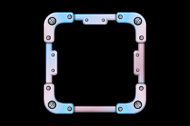 Avatar de estrutura de metal, modelo quadrado de ferro para jogo de interface do usuário