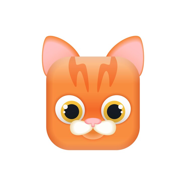 Vetor avatar de gato bonito ou emoji de gatinho simples cabeça de animal bebê em forma quadrada