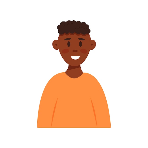 Avatar de jovem sorridente em estilo cartoon plana personagem masculina fofa de vetor retrato de menino isolado em