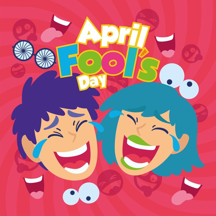 Vetor avatar de menina e menino rindo alto modelo de dia de tolo de abril vetor grátis