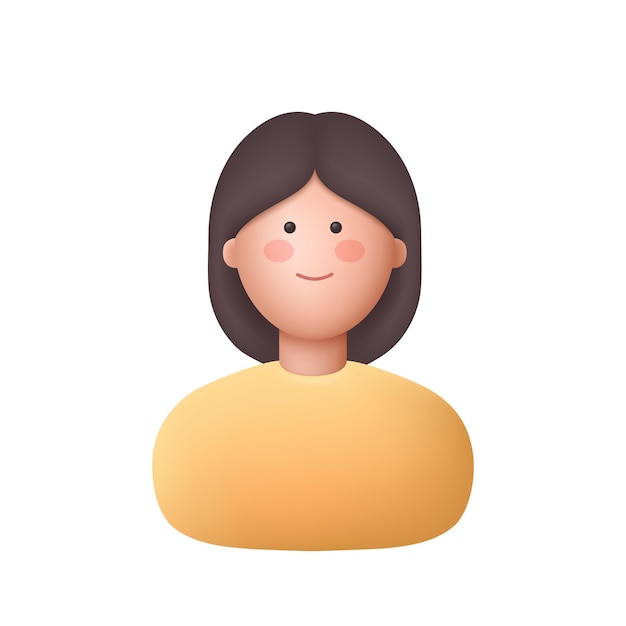 Avatar de mulher 3d vector ilustração de personagens de pessoas estilo minimalista dos desenhos animados