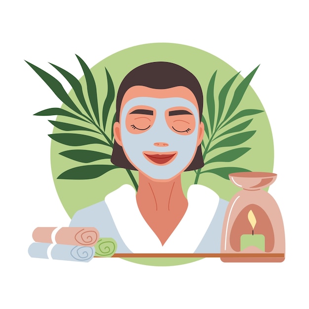 Vetor avatar de spa em desenho animado plano o avatar do homem em ambiente de spa convida os espectadores a abraçar