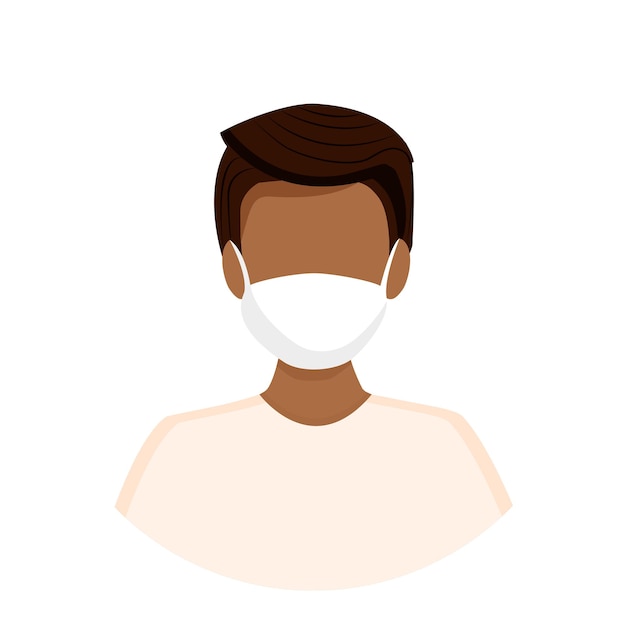 Avatar de um homem afro-americano usando uma máscara para se proteger contra o coronavírus