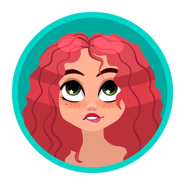 Vetor avatar feminino. cabelo vermelho