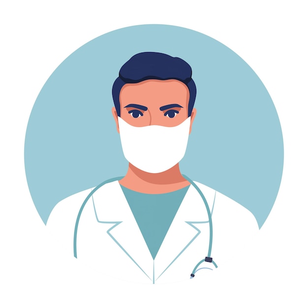 Vetor avatar redondo do médico avatar plano de medicina com médico masculino equipe clínica médica