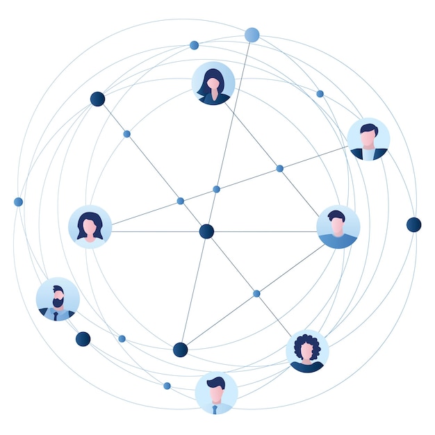 Avatares de empresários e empresárias conexão e comunicação de negócios globais grupo de pessoas