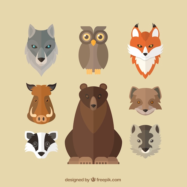avatares planos de animais selvagens