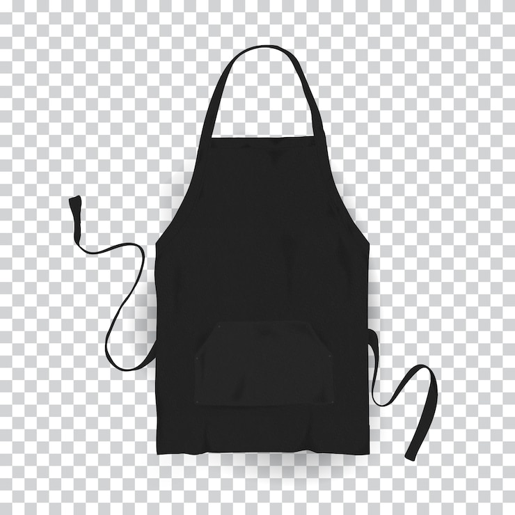 Vetor avental de cozinha preto realista. ilustração em fundo transparente.