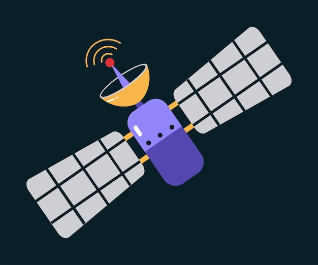 Aventura com o Sputnik ou Satélite Explorando o Espaço Ilustração vetorial de galáxias