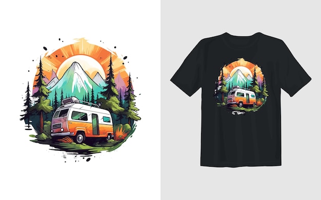 Aventura e ilustração de desenho vetorial de acampamento aventura e design de camiseta de acampamento