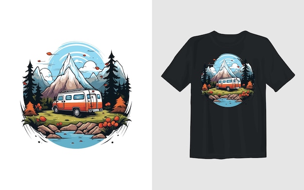 Aventura e ilustração de desenho vetorial de acampamento aventura e design de camiseta de acampamento