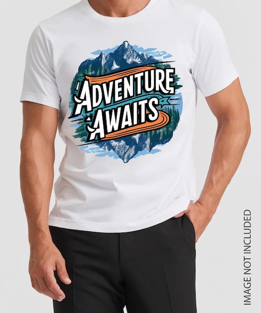 Vetor aventura espera t-shirt design montanhas e acampamento vetor