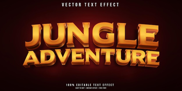 Vetor aventura na selva efeito de texto 3d no estilo do jogo