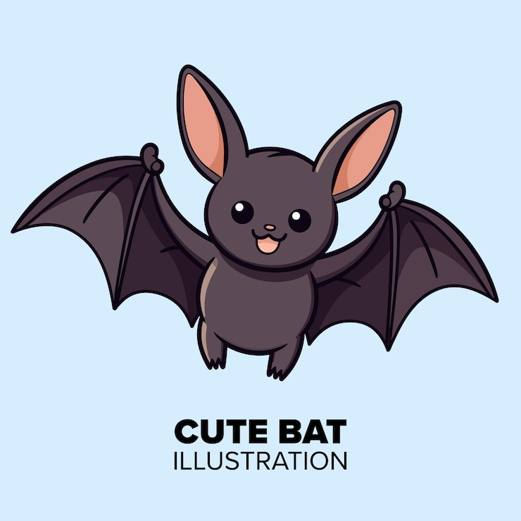 Vetor aventuras de outono de fuzzy, o morcego voador, uma ilustração de desenho animado desenhado à mão