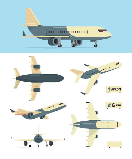 Avião da aviação civil. o modelo de diferentes aviões exibe a coleção de aeronaves. aviação de avião, avião civil, aeronaves para ilustração de passageiros