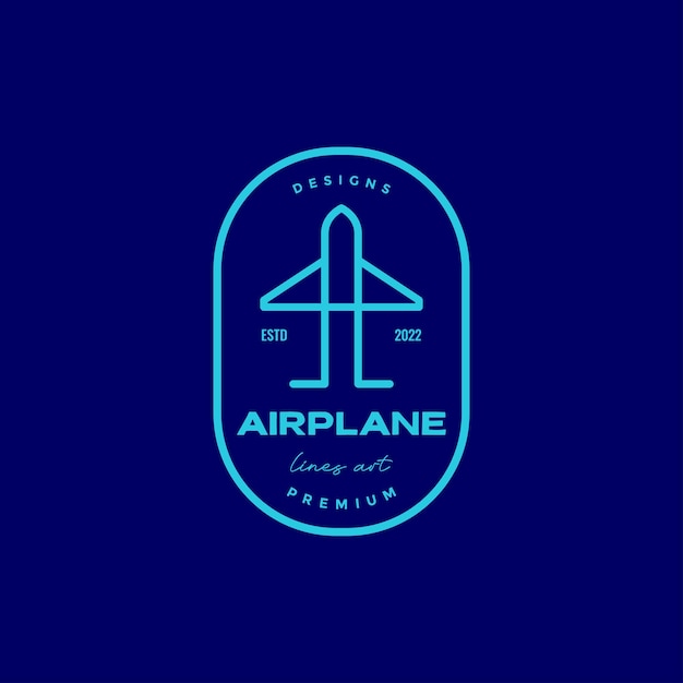 Vetor avião de linha com design de logotipo colorido de crachá mínimo vector símbolo gráfico ilustração idéia criativa