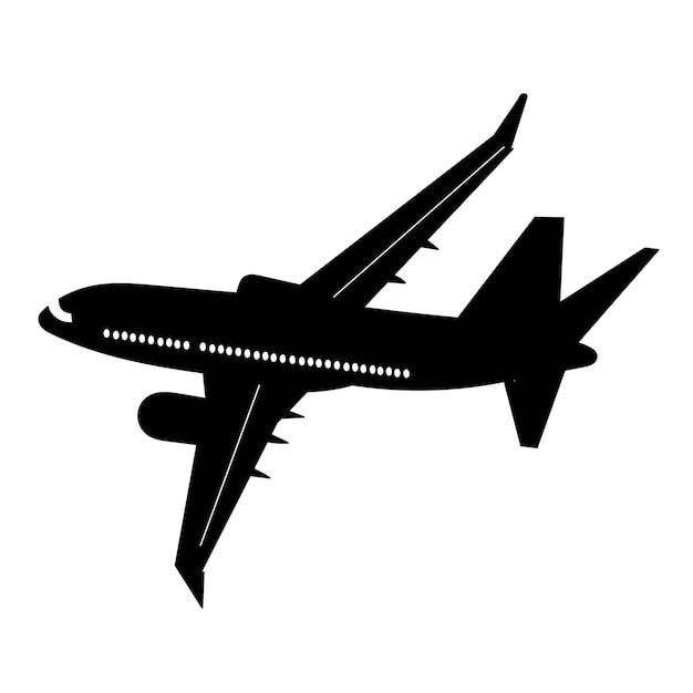 Vetor avião de passageiros voando vetor de silhueta preta