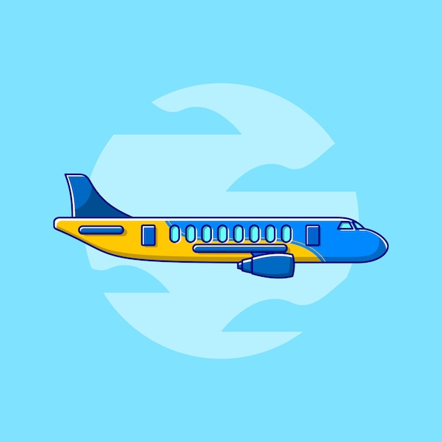 Avião em ilustração de design plano