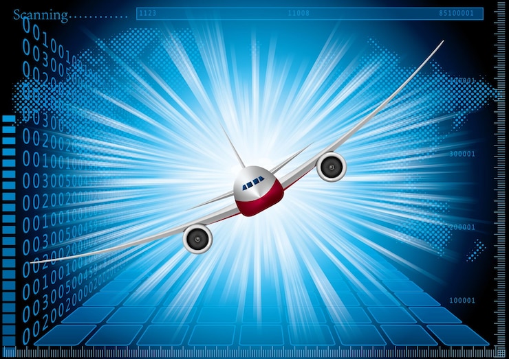 Vetor avião em um efeito de sobreposição de camada background.use tecnologia abstrata.