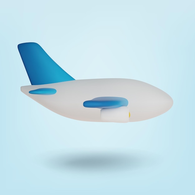 Vetor avião realista de avião de desenho animado 3d em ilustração vetorial de fundo azul