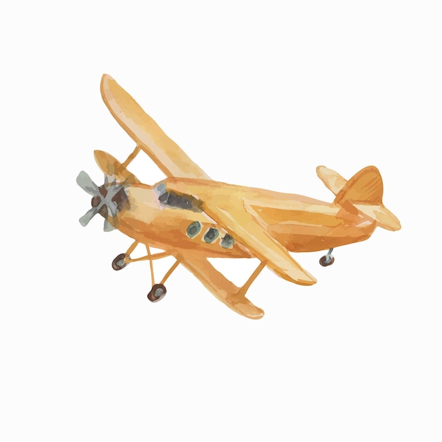 Avião vintage transporte aquarela infantil fofa mão desenhada