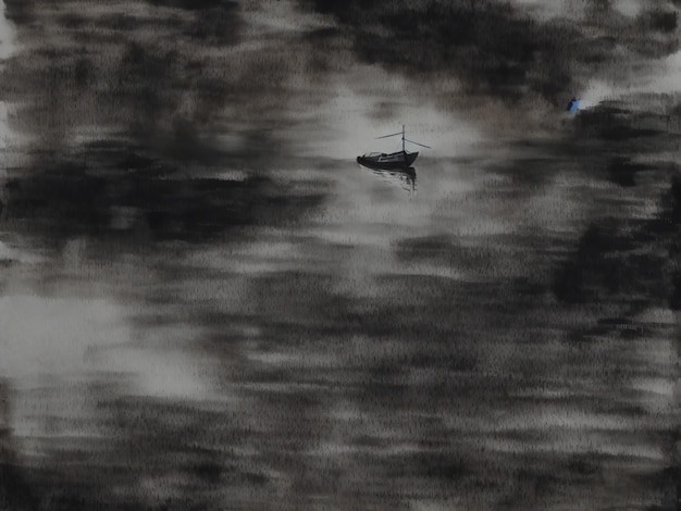 Avião voando sobre um corpo de água com um fundo de céu