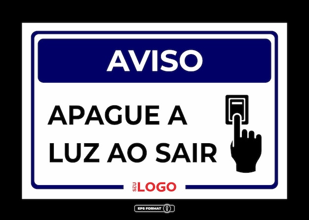 Aviso Apague a luz ao sair