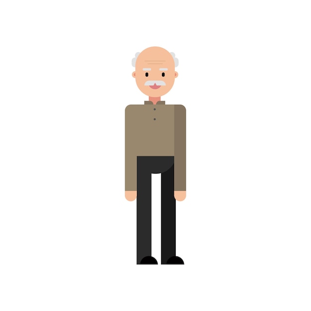 Avô de pé Desenho plano isolado em fundo branco Vector