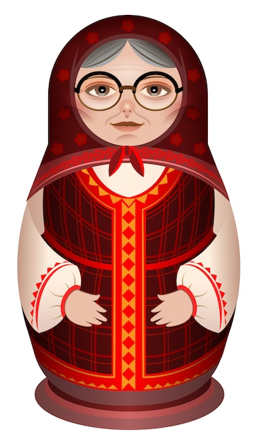 Avó em roupas nacionais russa boneca de madeira matryoshka